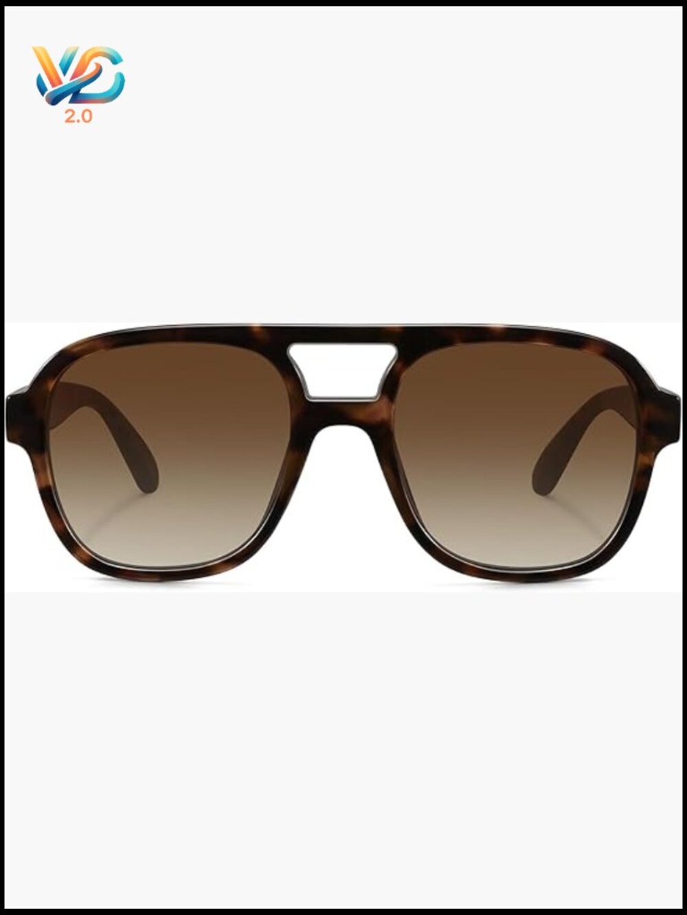 Retro Oversized Square Aviator Sunglasses Trendy Vintage Double Bridge Sun